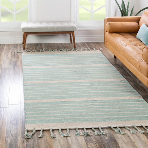 August Grove® Abisan Handmade Hand Loomed Cotton Navy/White Rug Wayfair